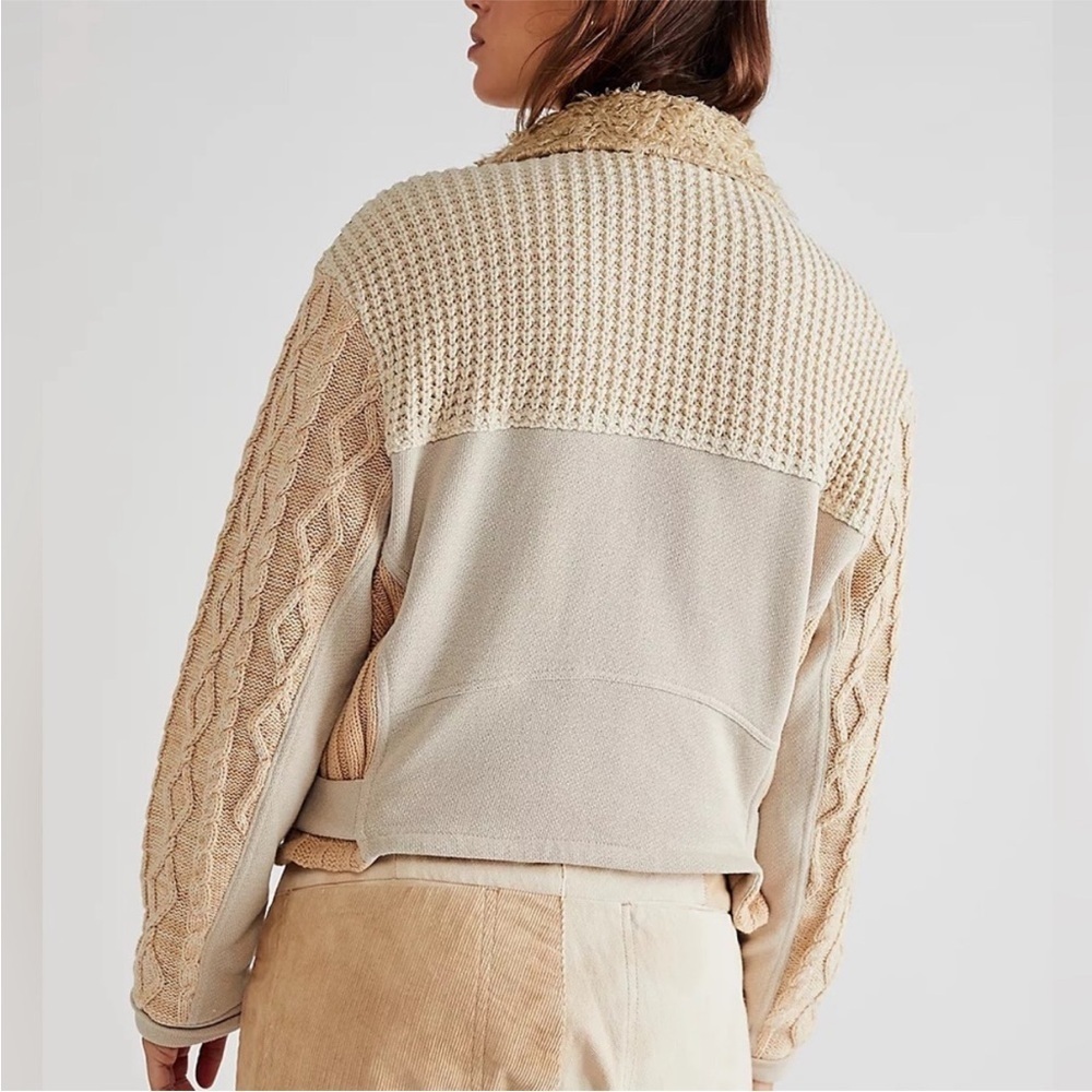 New ▶️ Free People ◀️ We the Free Cozy Knit Mix Moto Jacket NWOT Retail $398 - Picture 8 of 17